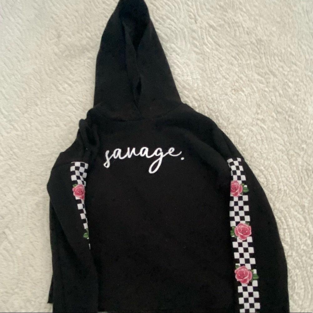 Savage rose cropped hoodie